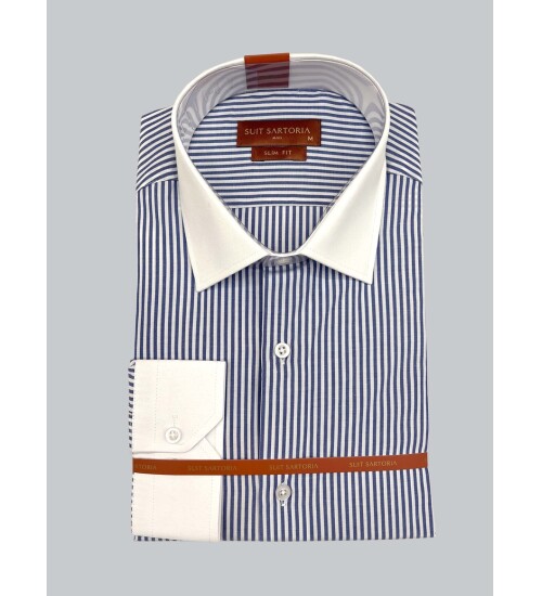 SUIT SARTORIA KOYU MAVİ ÇİZGİLİ GÖMLEK 6055