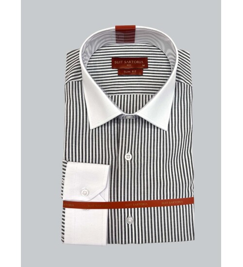 SUIT SARTORIA DARK GRAY STRIPED SHIRT 6055