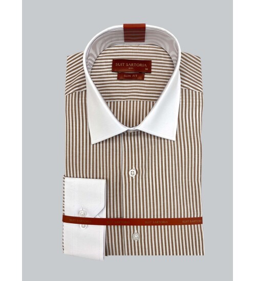 SUIT SARTORIA BROWN STRIPED SHIRT 6055