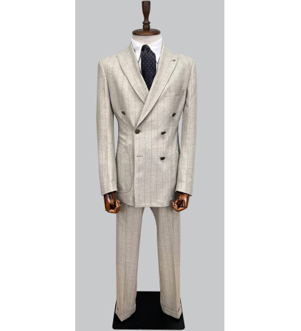 SUIT SARTORIA BEJ ÇİZGİLİ KRUVAZE TAKIM ELBİSE 2928