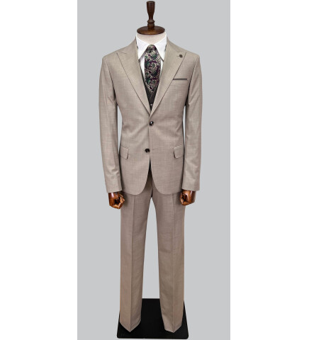 SUIT SARTORIA BEJ ÇİFT YÖNLÜ YELEKLİ TAKIM ELBİSE 2917