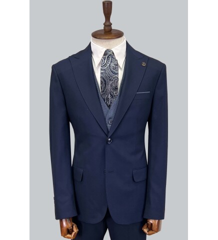 SUIT SARTORIA NAVY BLUE SUIT WITH DOUBLE FACED VEST 2917