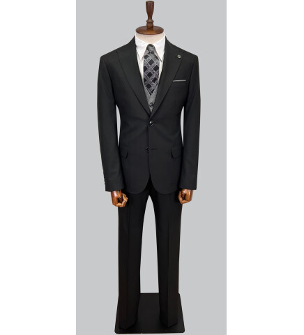 SUIT SARTORIA BLACK SUIT WITH DOUBLE FACED VEST 2917