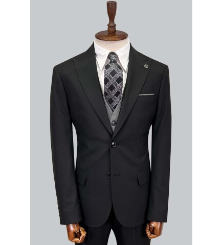 SUIT SARTORIA BLACK SUIT WITH DOUBLE FACED VEST 2917
