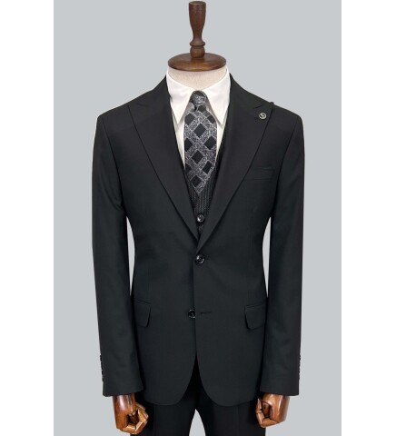 SUIT SARTORIA BLACK SUIT WITH DOUBLE FACED VEST 2917