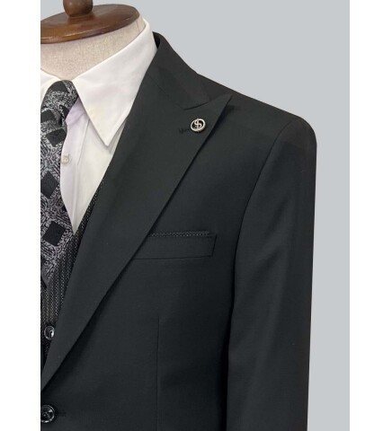 SUIT SARTORIA BLACK SUIT WITH DOUBLE FACED VEST 2917