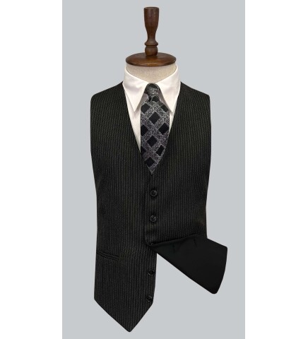SUIT SARTORIA BLACK SUIT WITH DOUBLE FACED VEST 2917