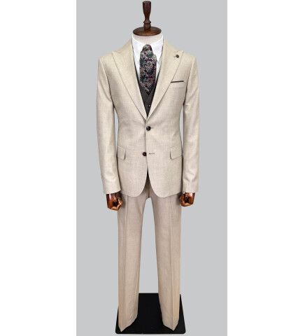 SUIT SARTORIA BEIGE SUIT WITH DOUBLE FACED VEST 2916