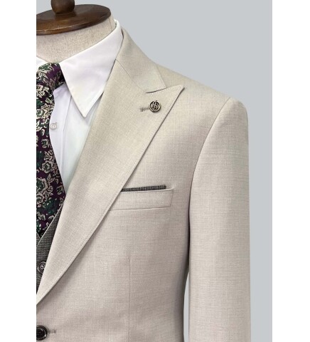 SUIT SARTORIA BEIGE SUIT WITH DOUBLE FACED VEST 2916