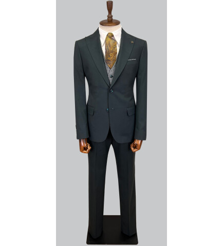 SUIT SARTORIA GREEN SUIT WITH DOUBLE FACED VEST 2917