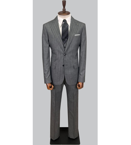 SUIT SARTORIA ÇİZGİLİ GRİ YELEKLİ TAKIM ELBİSE 2895