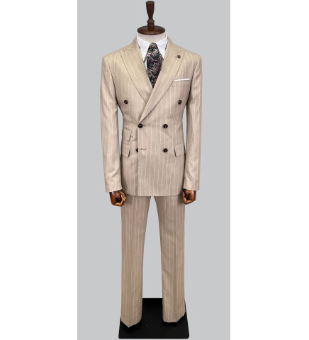 SUIT SARTORIA ÇİZGİLİ BEJ KRUVAZE TAKIM ELBİSE 2894