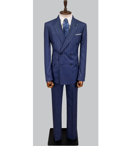 SUIT SARTORIA ÇİZGİLİ MAVİ KRUVAZE TAKIM ELBİSE 2894
