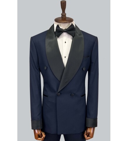 SUIT SARTORIA NAVY BLUE SHAWL LAPEL TUXEDO 5642