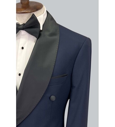 SUIT SARTORIA NAVY BLUE SHAWL LAPEL TUXEDO 5642