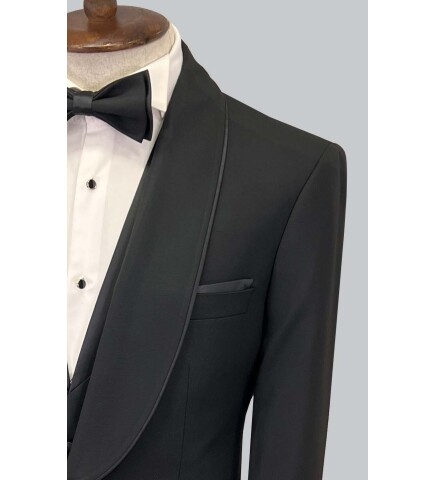 SUIT SARTORIA BLACK SHAWL LAPEL TUXEDO 5645