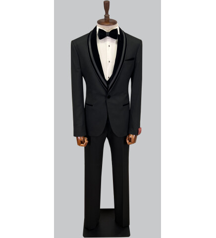 SUIT SARTORIA BLACK SHAWL LAPEL TUXEDO 5644