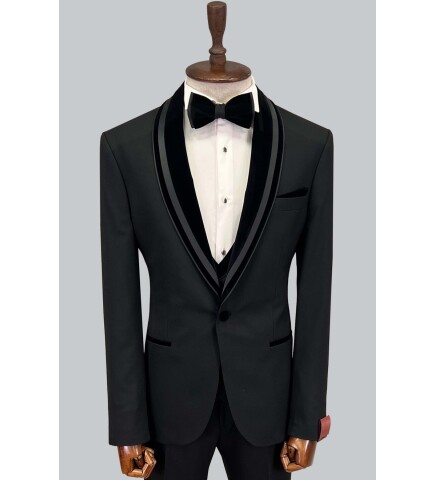 SUIT SARTORIA BLACK SHAWL LAPEL TUXEDO 5644