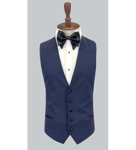 SUIT SARTORIA REMOVABLE LAPEL WOOL NAVY BLUE SUIT 5626