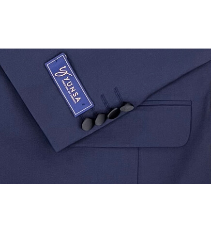 SUIT SARTORIA REMOVABLE LAPEL WOOL NAVY BLUE SUIT 5626