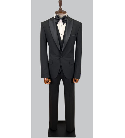 SUIT SARTORIA REMOVABLE LAPEL BLACK TUXEDO 5626