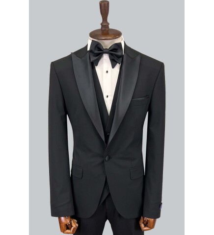 SUIT SARTORIA REMOVABLE LAPEL BLACK TUXEDO 5626