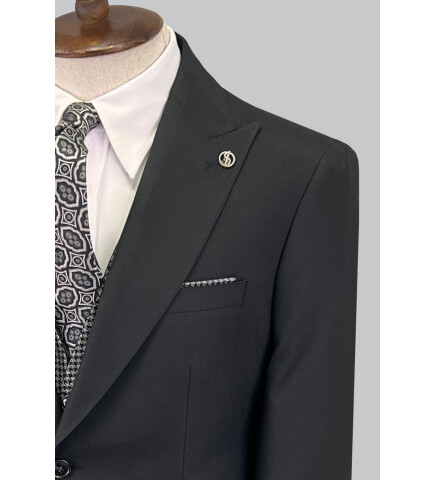 SUIT SARTORIA BLACK SUIT WITH REVERSIBLE VEST 2810