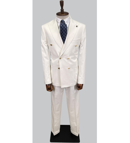 SUIT SARTORIA WHITE DOUBLE BREASTED SUIT 2802