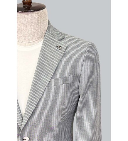 SUIT SARTORIA NAVY BLUE LINEN JACKET 4455