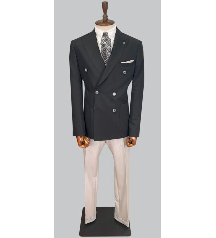 SUIT SARTORIA BLACK DOUBLE BREASTED SUIT 2606