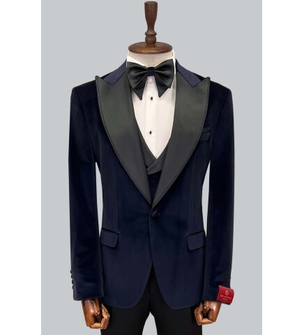 SUIT SARTORIA NAVY BLUE VELVET TUXEDO 5582