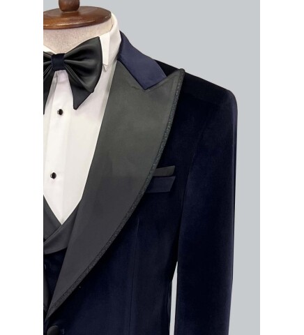 SUIT SARTORIA NAVY BLUE VELVET TUXEDO 5582