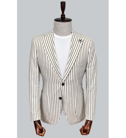 SUIT SARTORIA YEŞİL ÇİZGİLİ KETEN CEKET 4351