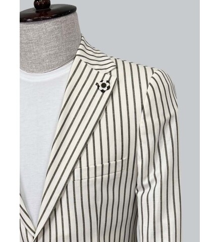 SUIT SARTORIA GREEN STRIPED LINEN JACKET 4351