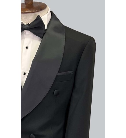 SUIT SARTORIA BLACK SHAWL LAPEL TUXEDO 5642