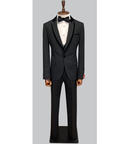 SUIT SARTORIA REMOVABLE LAPEL BLACK TUXEDO 5538